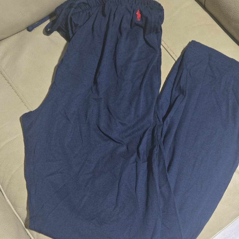 Mens Medium Polo Ralph Laureh Navy Blue Lounge Pants with Red Logo
